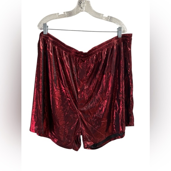 Murano red gloss sparkle metallic high waisted shorts - Picture 1 of 3